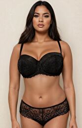 Czarny biustonosz bardotka z odpinanymi ramiączkami VB-235