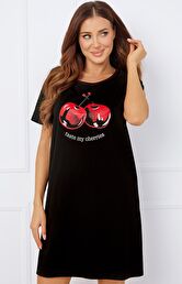 Bawełniana koszula nocna damska na krótki rękaw Cherry