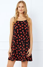 Bawełniana koszula nocna damska na wąskie ramiączko Cherry