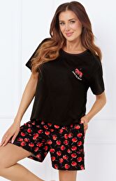 Piżama damska z krótkim rękawem i krótkimi spodenkami Cherry
