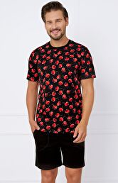 Piżama męska na krótki rękaw i krótkie spodnie Cherry