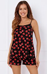 Piżama damska na wąskie ramiączko i krótkie spodnie Cherry