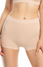 Figi damskie z przedłużoną nogawką beżowe Bamboo Boyshorts